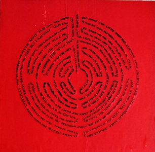 Labyrinth with hidden lettering - Lithograph
